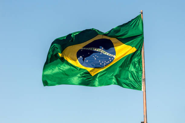 Flag of Brazil outdoors stock photo