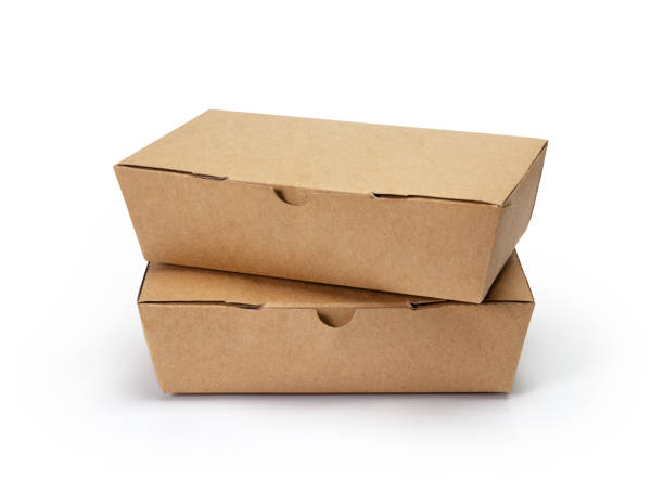 istock Stack of take away cardboard food boxes on white background 1337360608