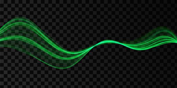 zielona abstrakcyjna fala. magiczna konstrukcja linii. element ruchu krzywej przepływu. neon gradient falisty illiustration. - flowing water water air wave stock illustrations
