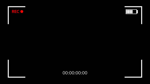 istock Square Frame Easy simple to use footage alpha of video recording camera screen with . Horizontal Screen Camera Screen Recording Video Animation on Black Background. Element viewfinder 1337361881