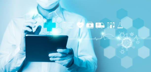 istock Medicine doctor using tablet computer with virtual interface of Medical science and Medicine technology 1337362641