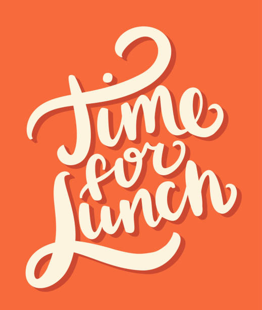 illustrazioni stock, clip art, cartoni animati e icone di tendenza di tempo per il pranzo. lettering vettoriale scritto a mano. - lunch