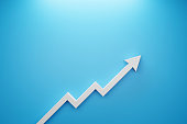 Arrow sign growth on blue background. Business development to success and growing growth concept. 3d illustration