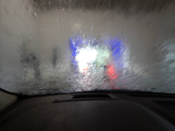 Driving thru an automatic car wash.  4 stock photo