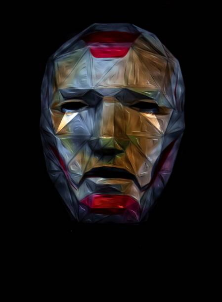 istock Abstract person face. Human head isolated on black background. Depersonalization and consciousness. Inorganic life concept 1337373317
