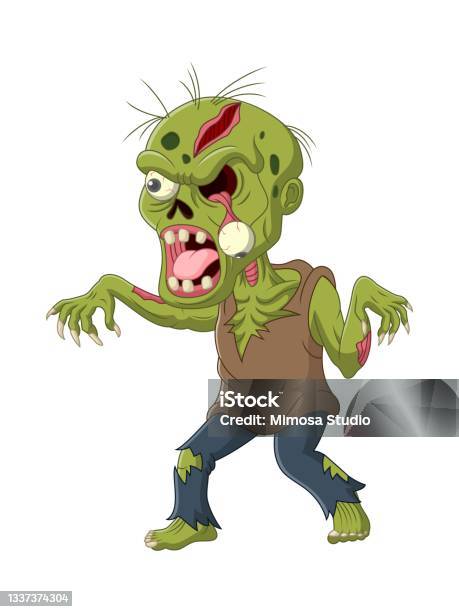 Cartoon Scary Zombie Isolated On White Background Stock Illustration -  Download Image Now - Animal, Autumn, Cartoon - iStock