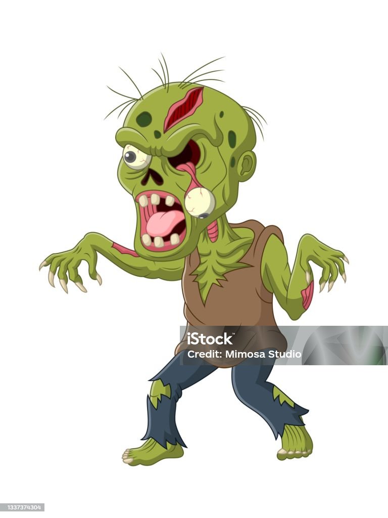 Zombie Đáng Sợ Hoạt Hình Bị Cô Lập Trên Nền Trắng Hình minh họa ...