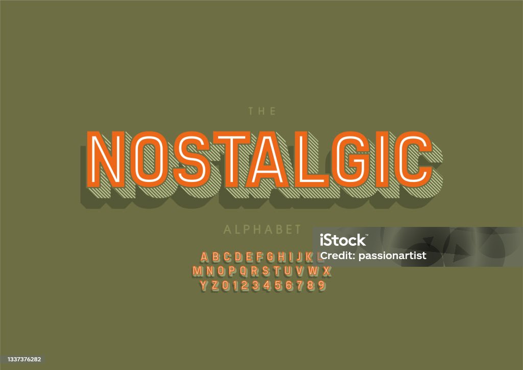 Nostalgic Lettering Nostalgic Alphabet Stock Illustration - Download Image Now - Abstract ...