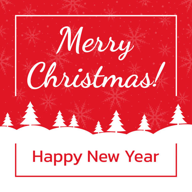 istock Merry Christmas and Happy New Year greeting card design with Xmas trees and snowflake background. Winter landscape with fir trees. Vector illustration. 1337377204