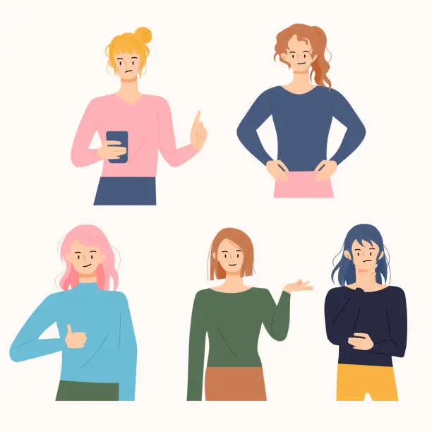 Vector illustration of Women character gesture