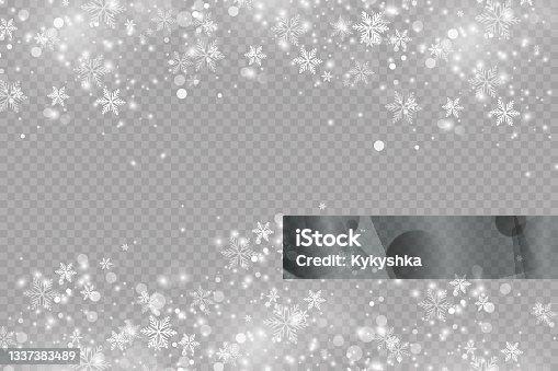 istock Glow effect. Vector illustration. Christmas dust flash. Snow is falling. Snowflakes. 1337383489