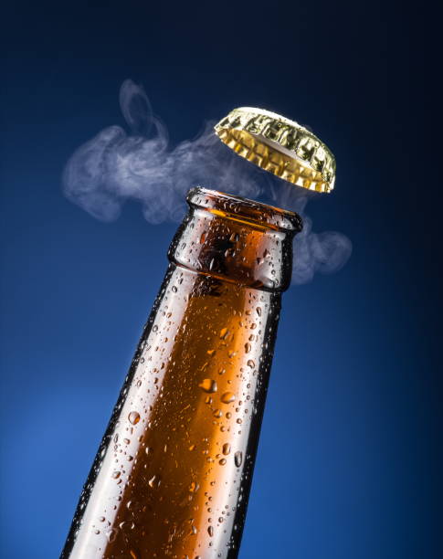 istock Opening of beer cap with the gas output. 1337387054