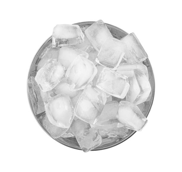 istock Metal bucket with ice cubes isolated on white 1337387540