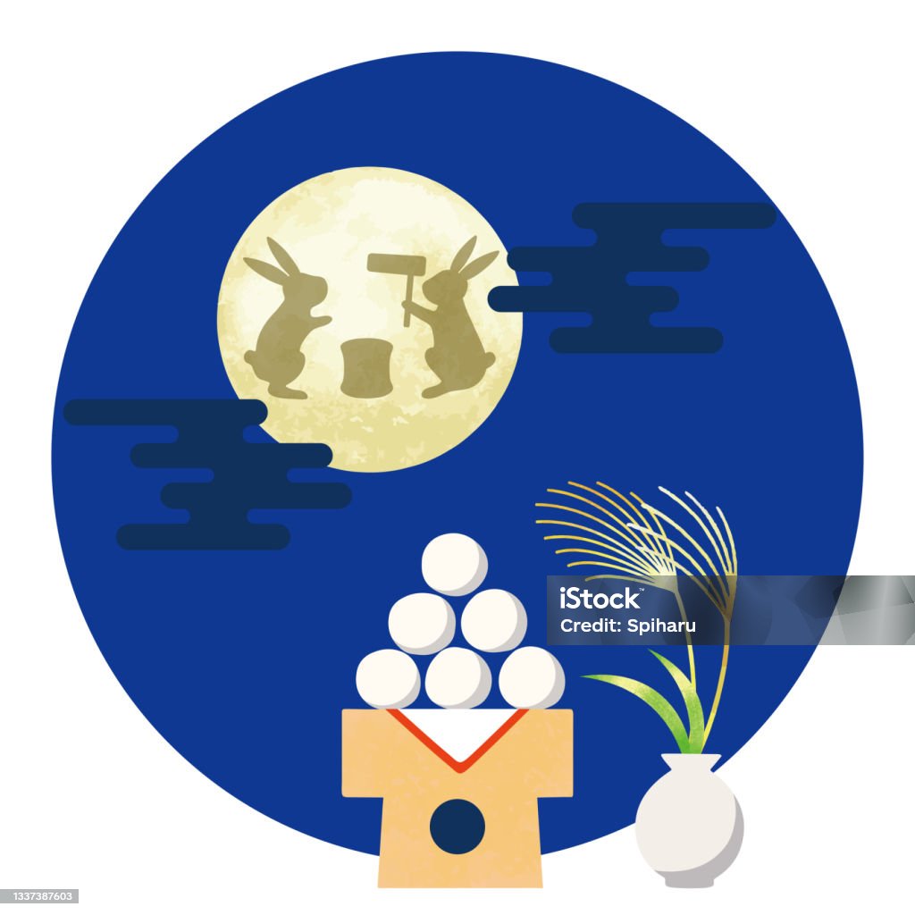 Full Moon And Rabbit Vector Illustration Of Japanese Moon Viewing full-moon-and-rabbit-vector-illustration-of-japanese-moon-viewing
