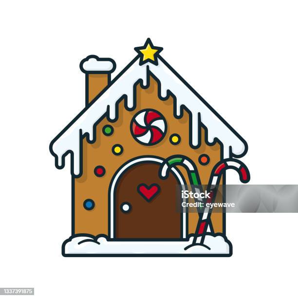 Gingerbread House Isolated Vector Illustration Stock Illustration - Download Image Now - Gingerbread House, Vector, Christmas