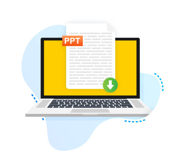 Download PPT button. Downloading document concept. File with PPT label and down arrow sign. Vector illustration. Download PPT button. Downloading document concept. File with PPT label and down arrow sign. Vector illustration ppt templates stock illustrations