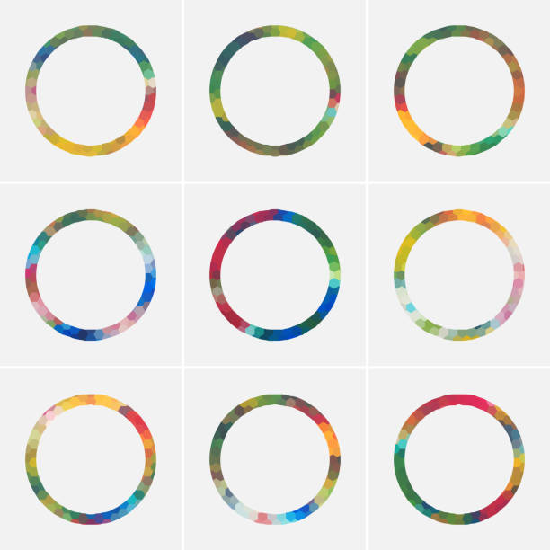 Minimalism colorful circle icon collection for design Minimalism colorful circle icon collection for design Kaleidoscope stock illustrations