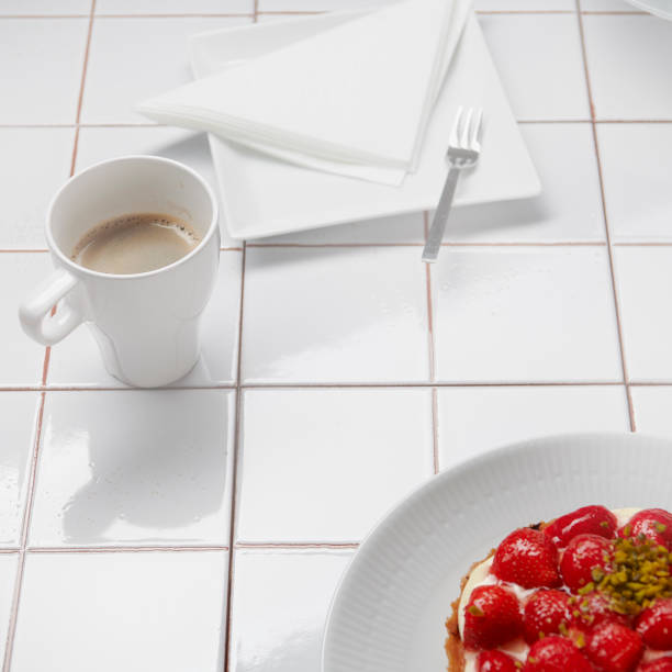 istock Strawberry cake on white plate 1337404333