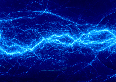 Blue lightning, plasma and electrical background