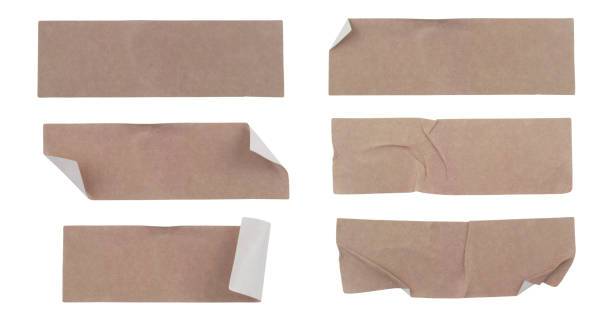 istock Brown paper stickers isolated on white 1337405687