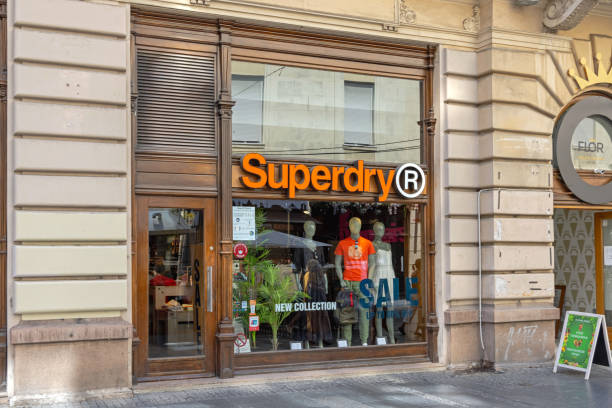Superdry Shop Belgrade, Serbia - August 08, 2021: Superdry Shop at Knez Mihailova Street in Belgrade, Serbia. knez mihailova stock pictures, royalty-free photos & images