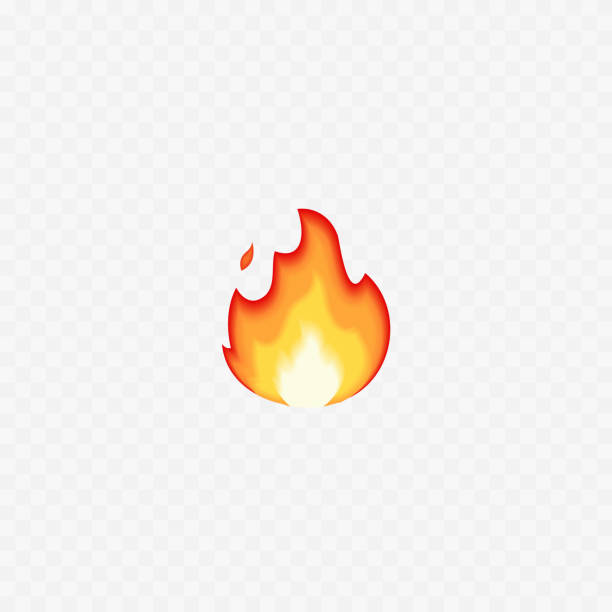 feuer-emoji. feuerflammen. isoliert auf weiß. realistisches 3d-symbol. vektor - feuer stock-grafiken, -clipart, -cartoons und -symbole