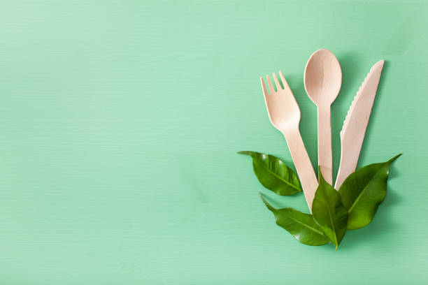istock eco friendly wooden cutlery. plastic free concept 1337407264