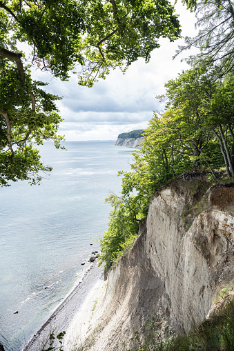 high angle view over blue baltic sea from the chalk rock coast of Rügen Island