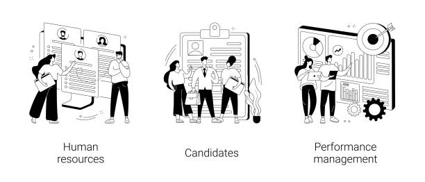 ilustrações de stock, clip art, desenhos animados e ícones de hr and headhunter service abstract concept vector illustrations. - human resources job search skill teaching