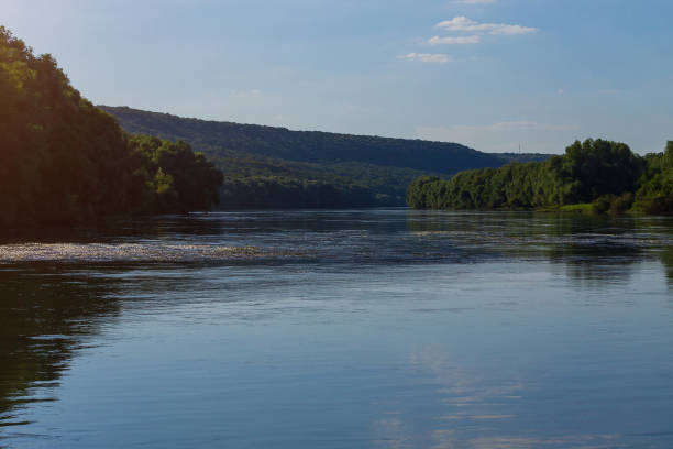 istock Very beautiful river water surface. Natural green background. 1337418159
