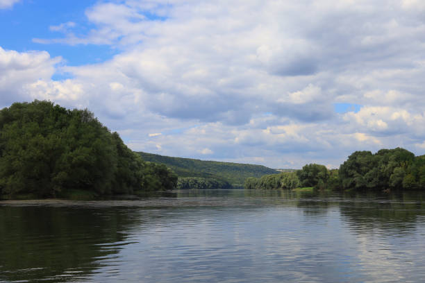 istock Very beautiful river water surface. Natural green background. 1337418774