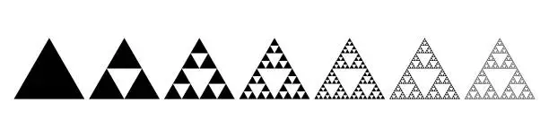 Vector illustration of Sierpinski triangle evolution steps