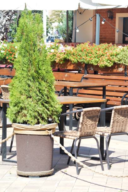 istock Tables and chairs in a cafe 1337424604