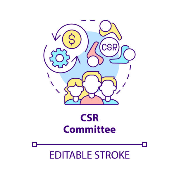 CSR committee concept icon CSR committee concept icon. Board of directors abstract idea thin line illustration. Corporate social responsibility. Finance management. Vector isolated outline color drawing. Editable stroke general manager stock illustrations