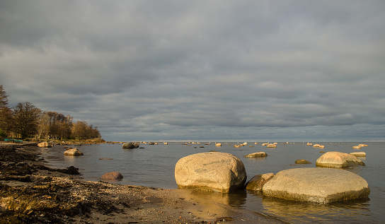 Big stones on the seashore by the Baltic Sea
