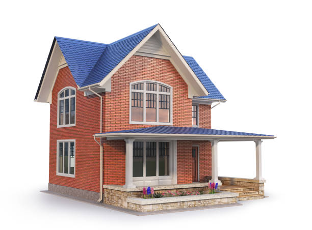istock 3d rendering brick house isolation on a white. 3d illustration 1337434485