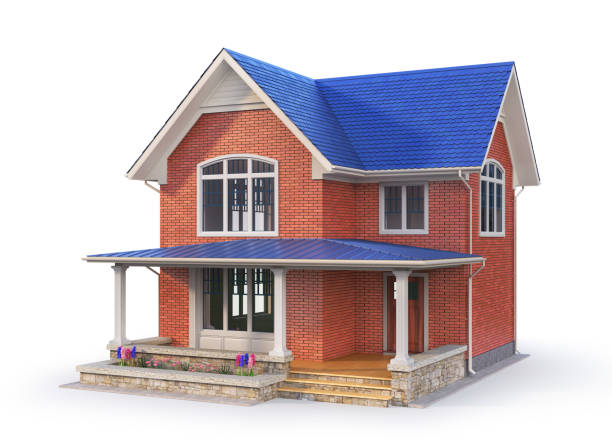 istock 3d rendering brick house isolation on a white. 3d illustration 1337435012
