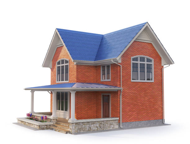 istock 3d rendering brick house isolation on a white. 3d illustration 1337435013