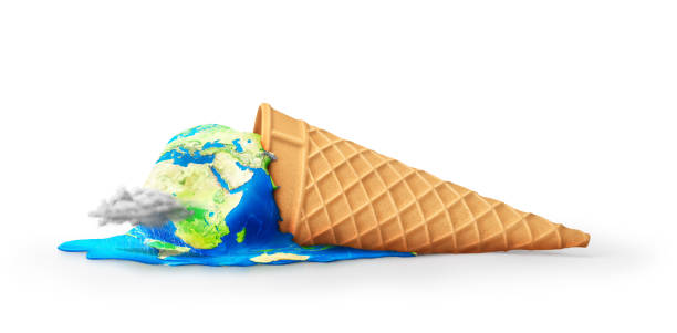 istock Global warning. Planet as melting ice cream on a white background. 3d illustration. 1337438605