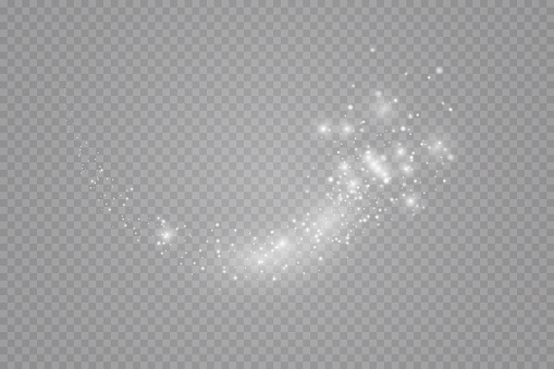 Glow effect. Vector illustration. Christmas dust flash. Snow is falling. Snowflakes