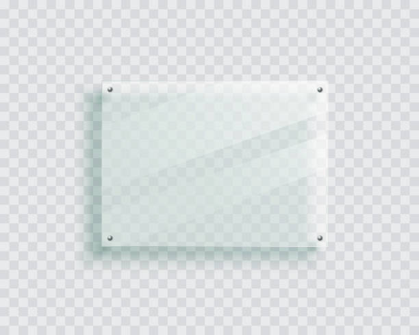 Acrylic signage board on the wall. Isolated 3d plastic plate, realistic photo or poster mockup, glass display banner with shadow. Acrylic signage board on the wall. Isolated 3d plastic plate, realistic photo or poster mockup, glass display banner with shadow on transparent. acrylic painting stock illustrations
