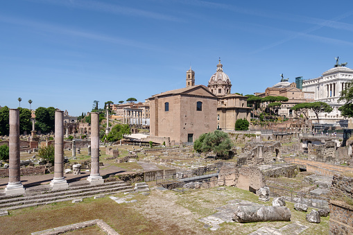 Roman city view above roman forum, Rome, Italy