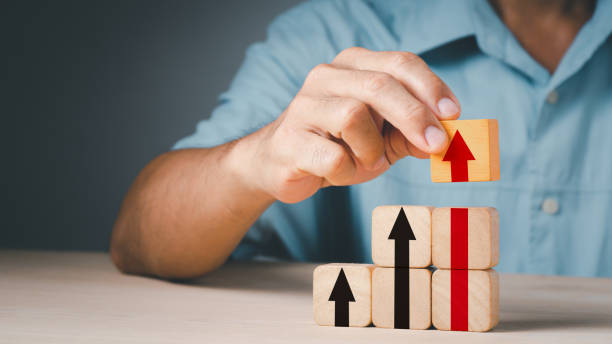 istock hand stack woods block step on table with icon Action plan, Goal and target, success and business target concept, project management, company strategy development. 1337445480