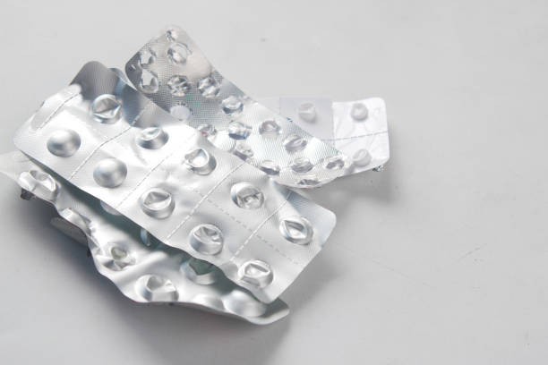 istock Close up of empty blister pack on white background 1337449087