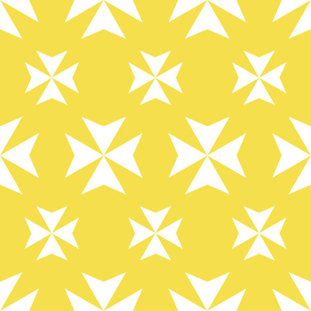 Maltese cross. Cross symbol. Seamless pattern. Sacred geometry. Symbol of protection - a badge of honor. Vector illustration on yellow background Maltese cross. Cross symbol. Seamless pattern. Sacred geometry. Symbol of protection - a badge of honor. Vector illustration on yellow background knights of malta stock illustrations