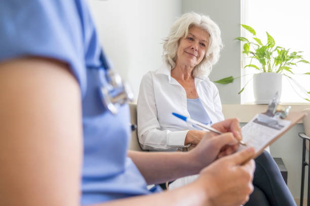 istock Caucasian senior woman at a doctor's office 1337453108