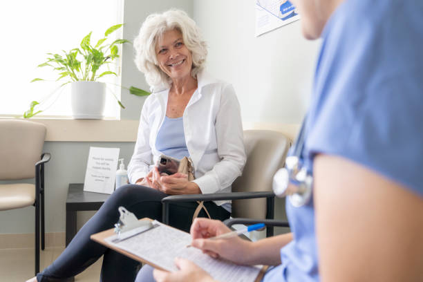 istock Caucasian senior woman at a doctor's office 1337453112