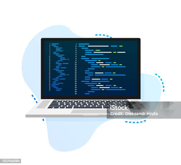 Vector Laptop Coding Pattern Web Developer Design Programming Laptop ...