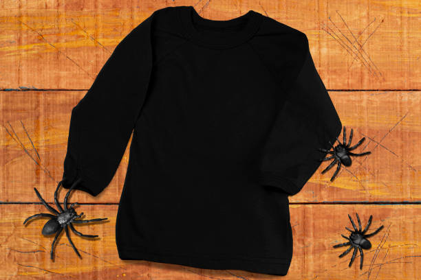 istock Halloween black long sleeve T-shirt mockup 1337458019