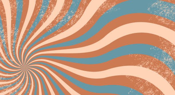 istock grunge background with wavy rays in trendy colors with texture. Retro groovy illustration. Trendy background in boho colors 1337458748
